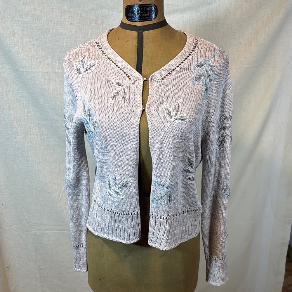 Gray embroidered/beaded Women's Sweater